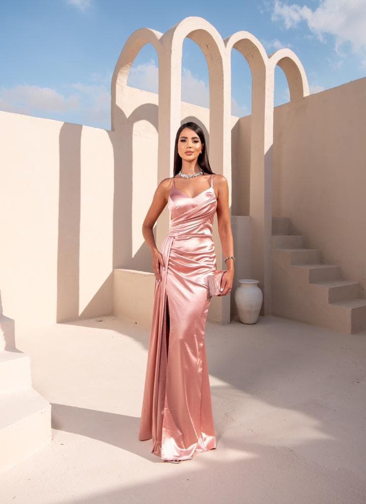 Vestido rosa pastel adaptable corset
