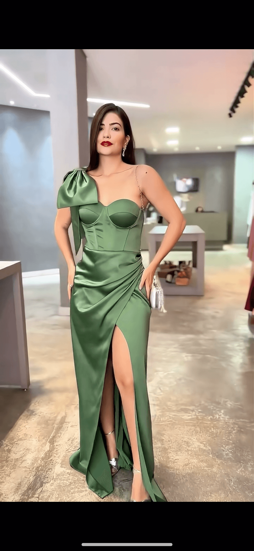 Vestido verde de una manga